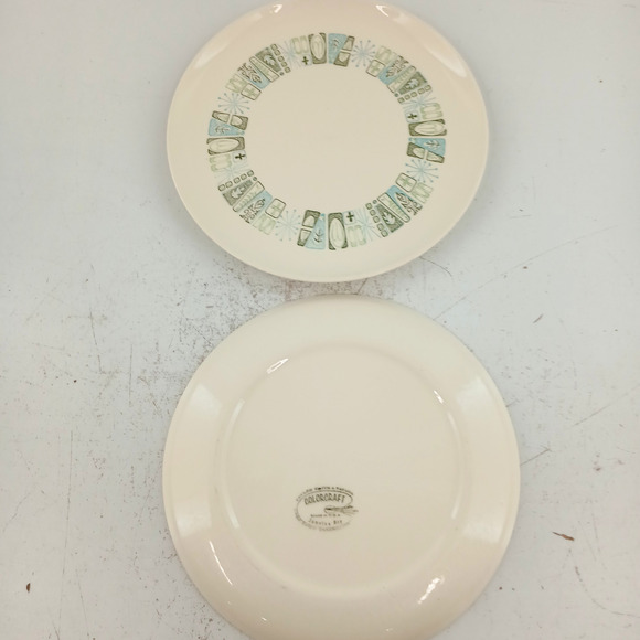 VTG Taylor Smith Jamaica Bay Plate 10" MCM Atomic Colorcraft Dinnerware Lot of 2 - Picture 6 of 9